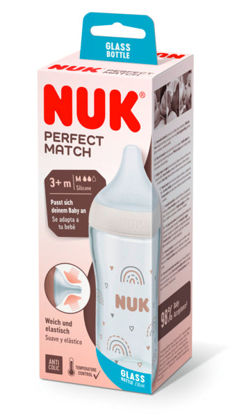 NUK Perfect Match Glas-Babyflasche weiß 230ml