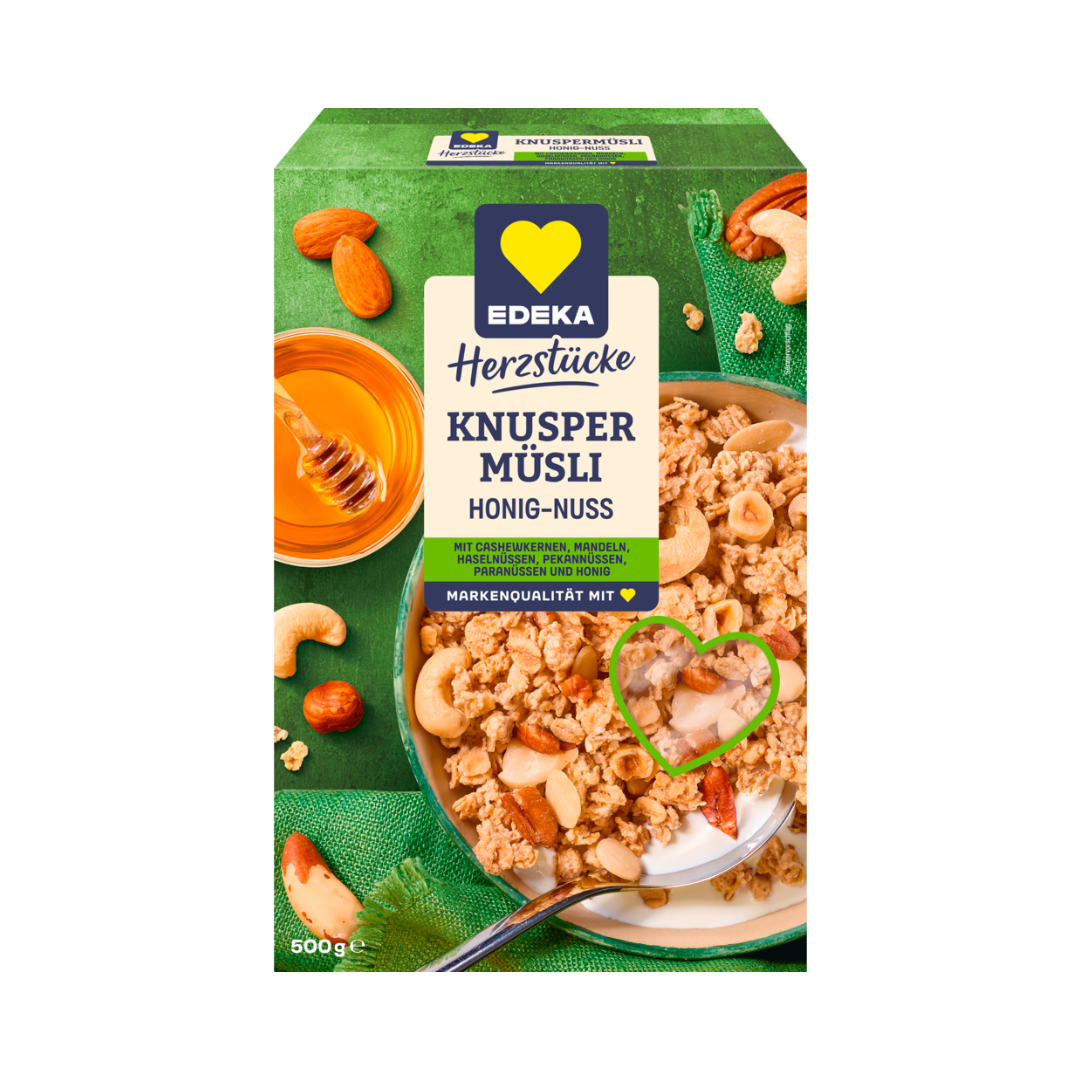 EDEKA Herzstücke Knuspermüsli Honig-Nuss 500g