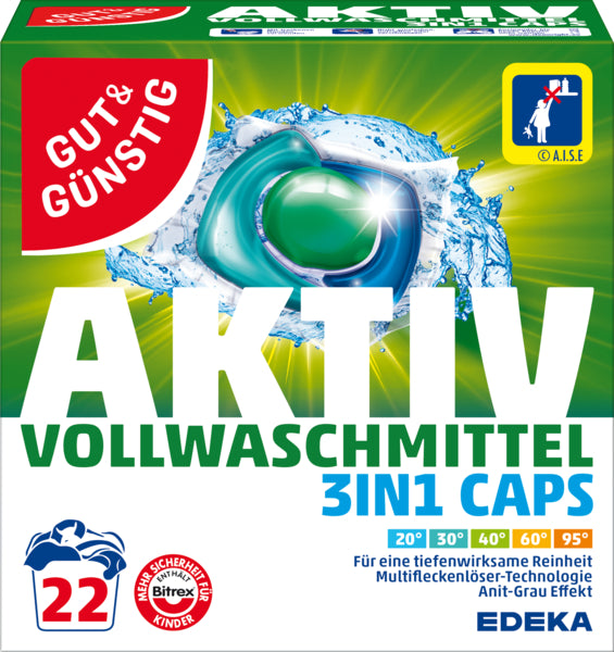 GUT&GÜNSTIG Vollwaschmittel Aktiv 3in1 Caps 22WL 517g