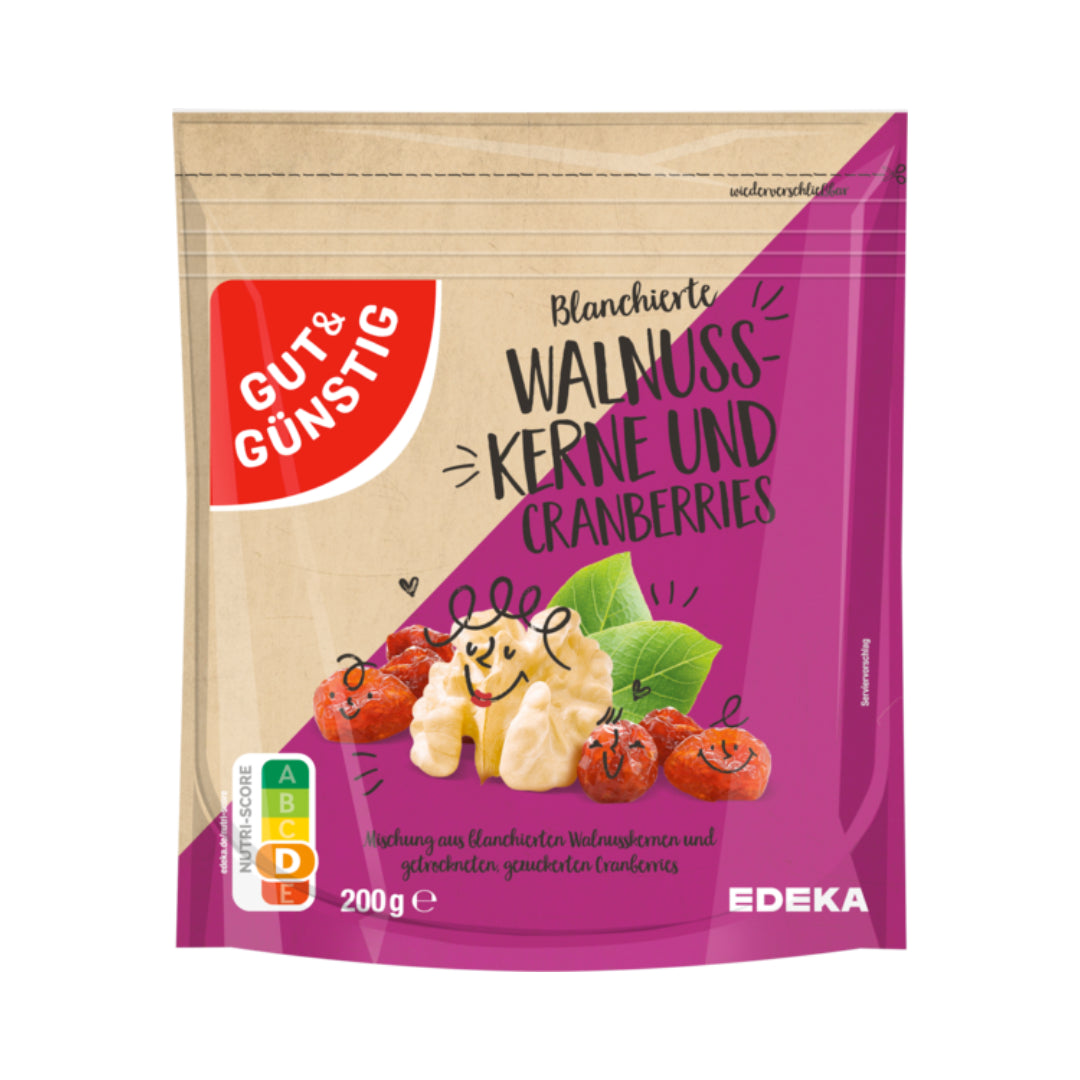 GUT&GÜNSTIG Walnusskerne blanchiert und Cranberries 200g
