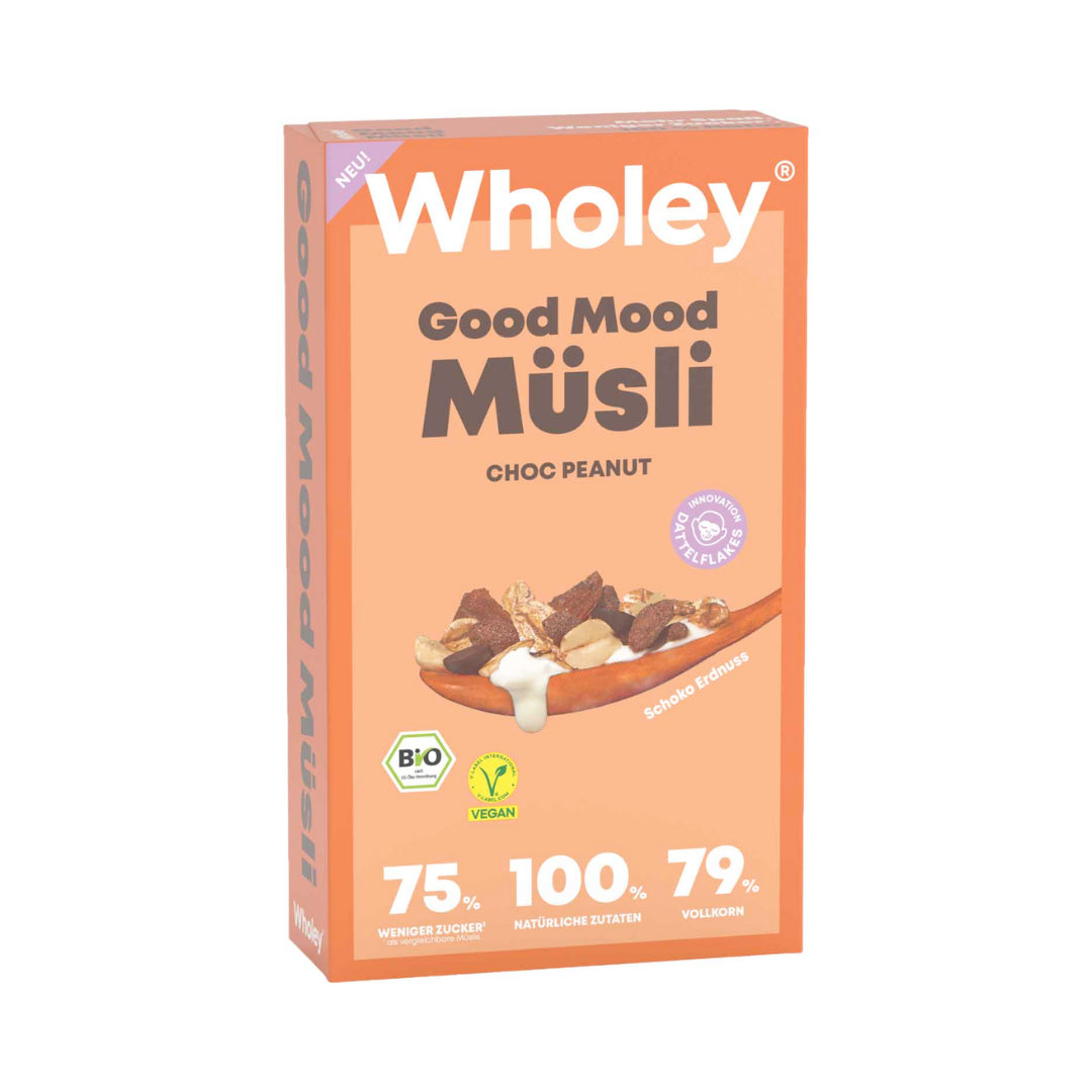 Bio Wholey Good Mood Müsli Choc Peanut 375g