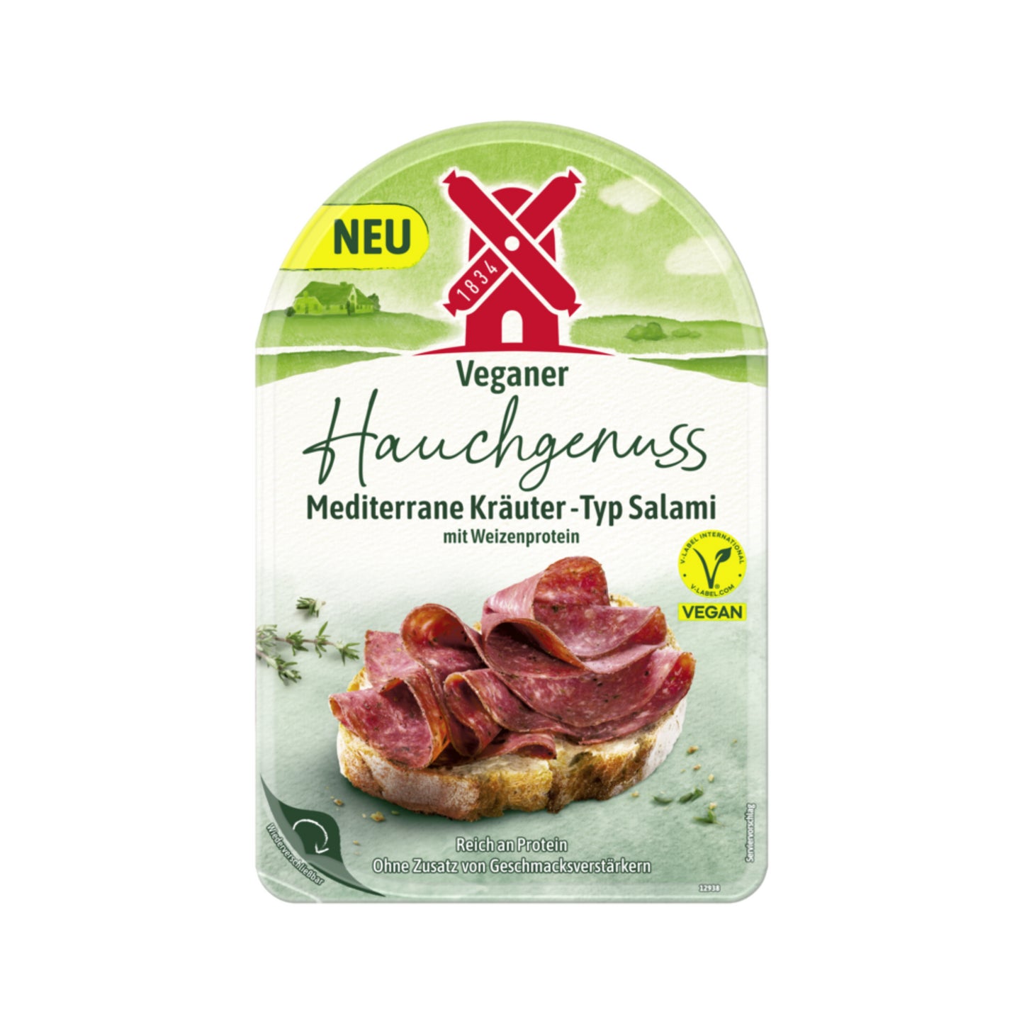 Rügenwalder Veganer Hauchgenuss Mediterrane Kräuter-Typ Salami 70g
