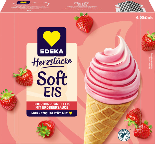 EDEKA Herzstücke Soft-Eis Vanille Erdbeer 4x135ml