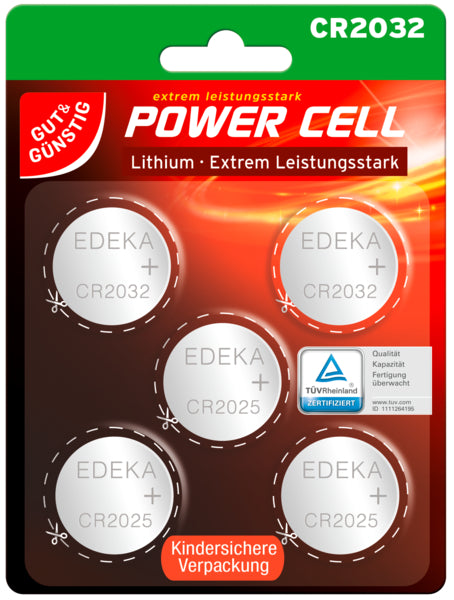 GUT&GÜNSTIG Knopfzellen CR2032 Lithium 5ST