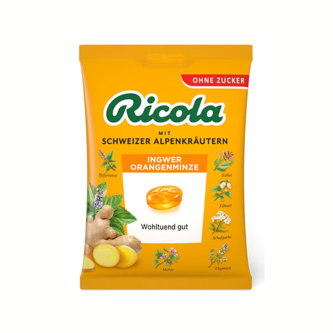 Ricola Ingwer Orangenminze ohne Zucker 75g