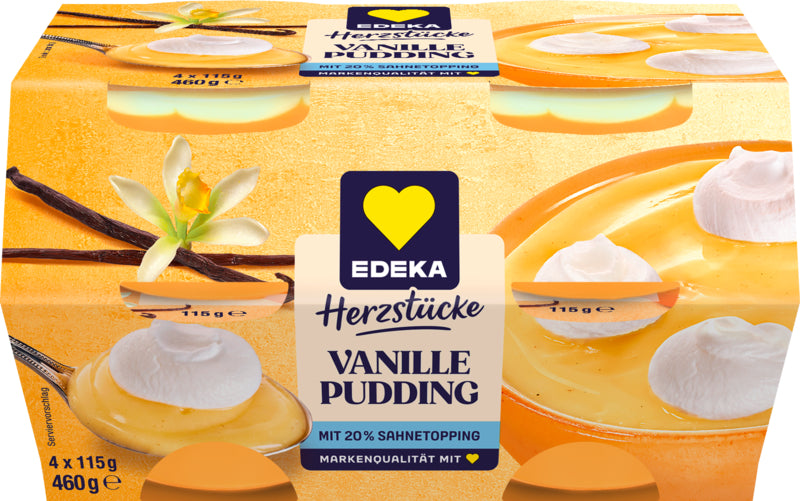 EDEKA Herzstücke Bourbon Vanillepudding mit Sahne 4x115g