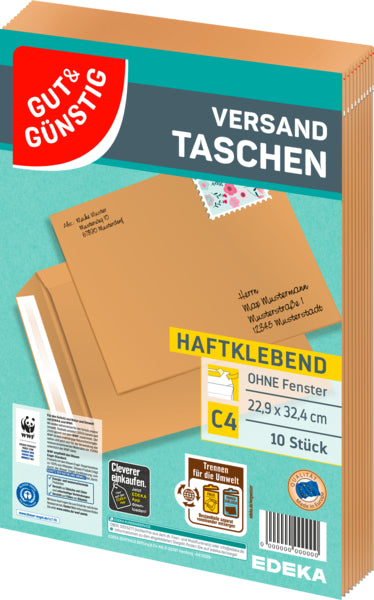 GUT&GÜNSTIG Versandtasche haftklebend braun C4 10ST