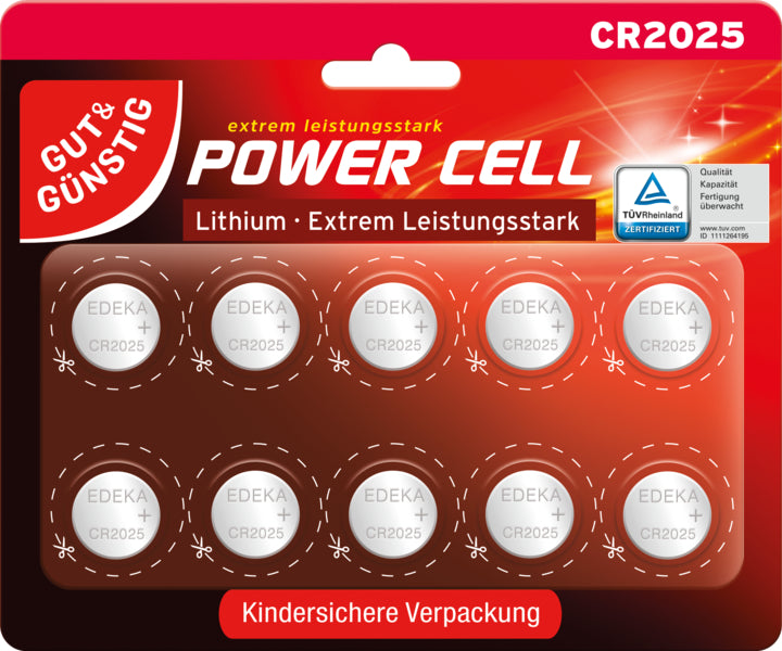 GUT&GÜNSTIG Knopfzellen CR2025 Lithium 10ST