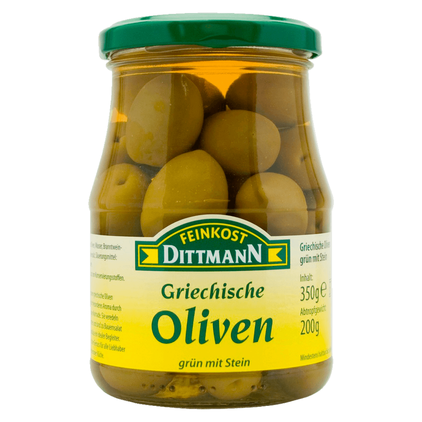 Feinkost Dittmann Griechische Oliven Grün mit Stein 350g