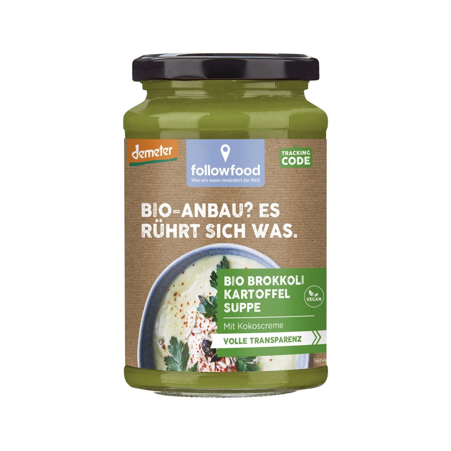 Demeter Followfood Brokkoli Kartoffel Suppe mit Kokoscreme vegan 380ml