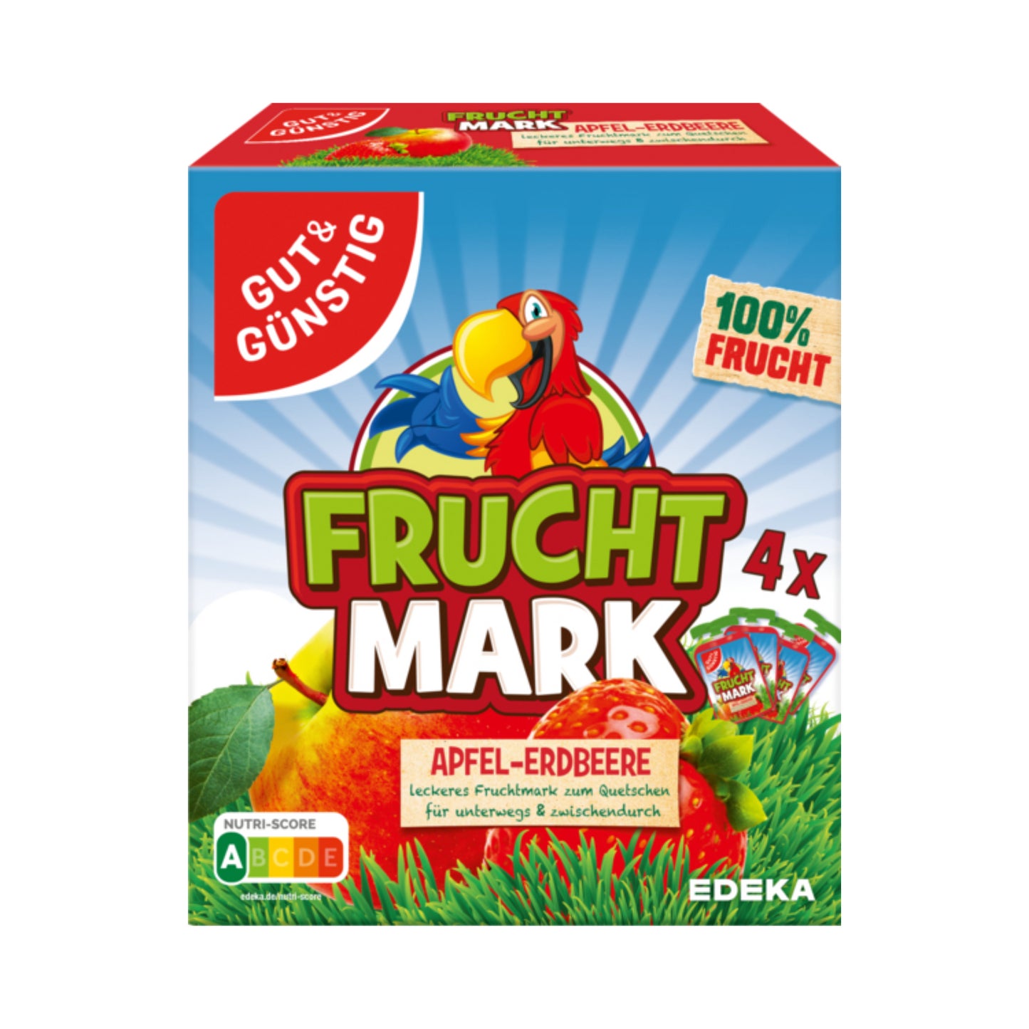 GUT&GÜNSTIG Fruchtmark Apfel-Erdbeere 4x100g