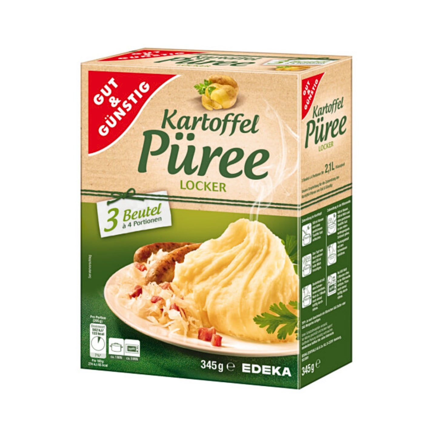 GUT&GÜNSTIG Kartoffel-Püree 3x4 Portionen 345g