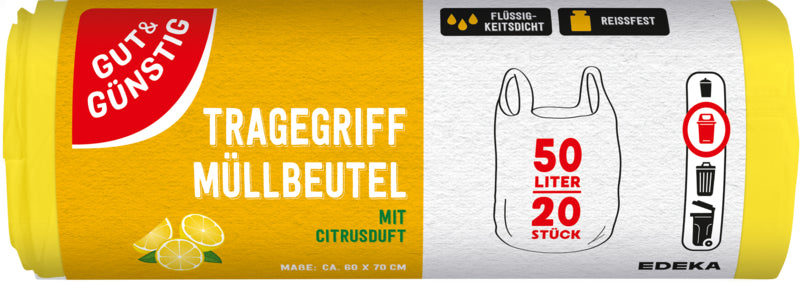 GUT&GÜNSTIG Duft-Müllbeutel mit Tragegriff Zitrone 50l 20ST