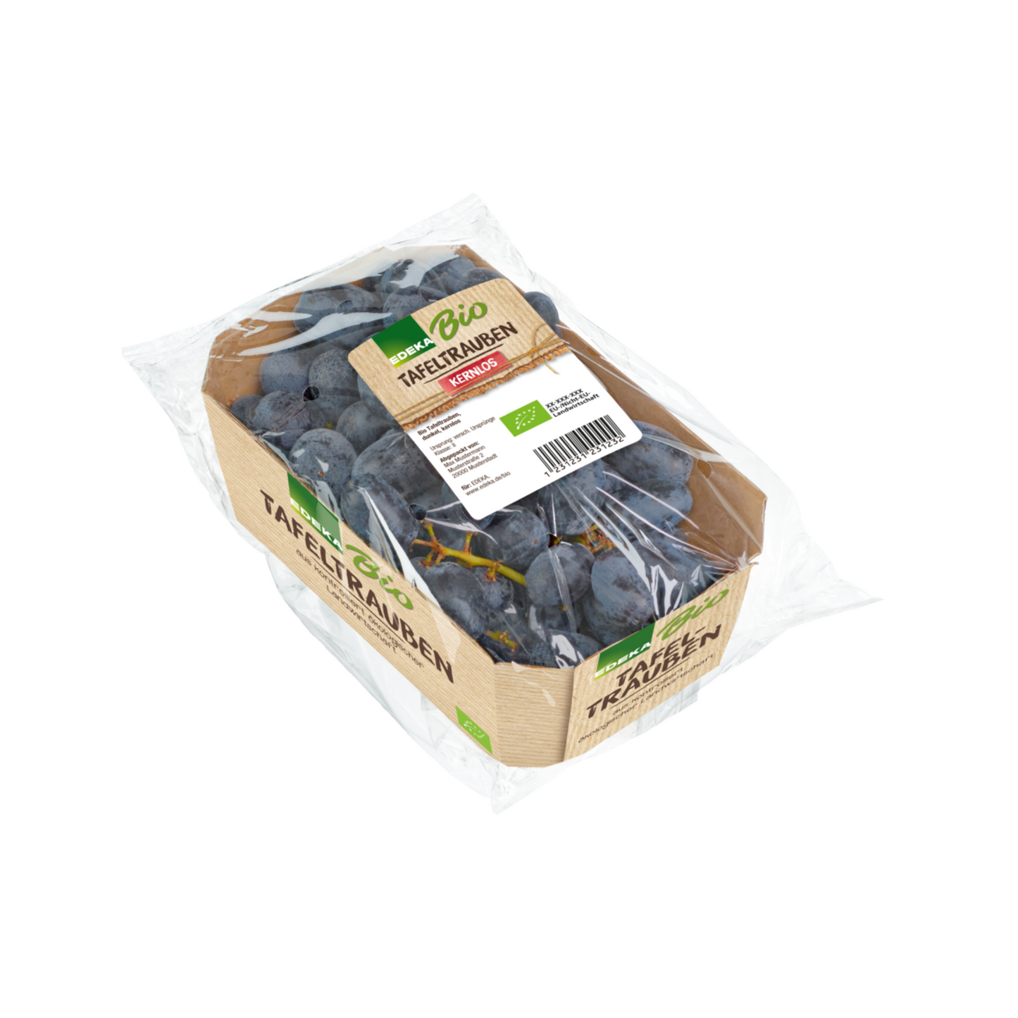 Bio EDEKA Tafeltrauben dunkel Italien Klasse II 400g Kartonschale in Folie