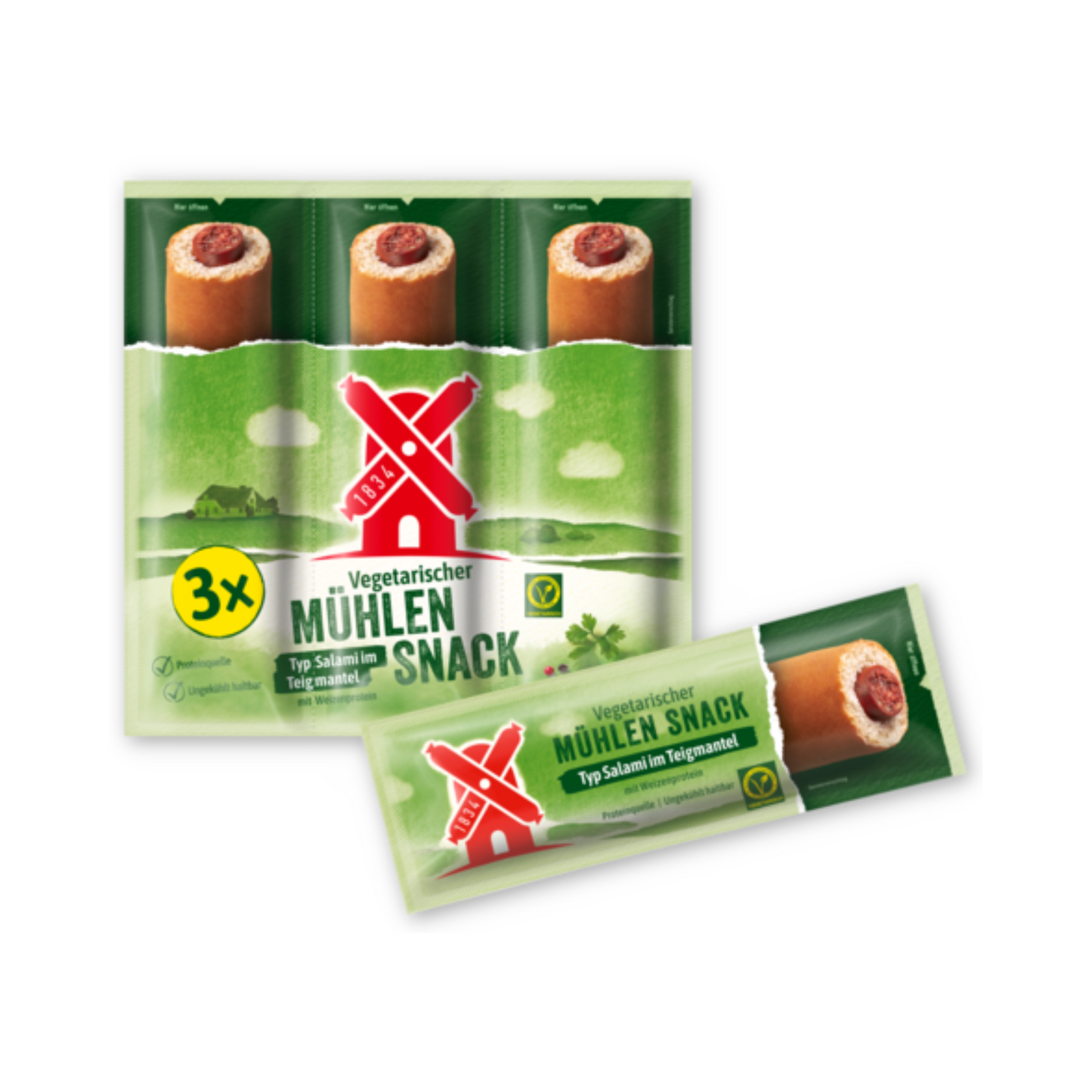 Rügenwalder Vegetarischer Mühlen Snack im Teigmantel Salami 3x40g