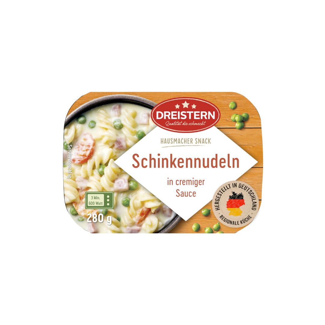 Dreistern Spiralnudeln mitSchinkenwürfel und Gemüse in cremiger Sauce 280g