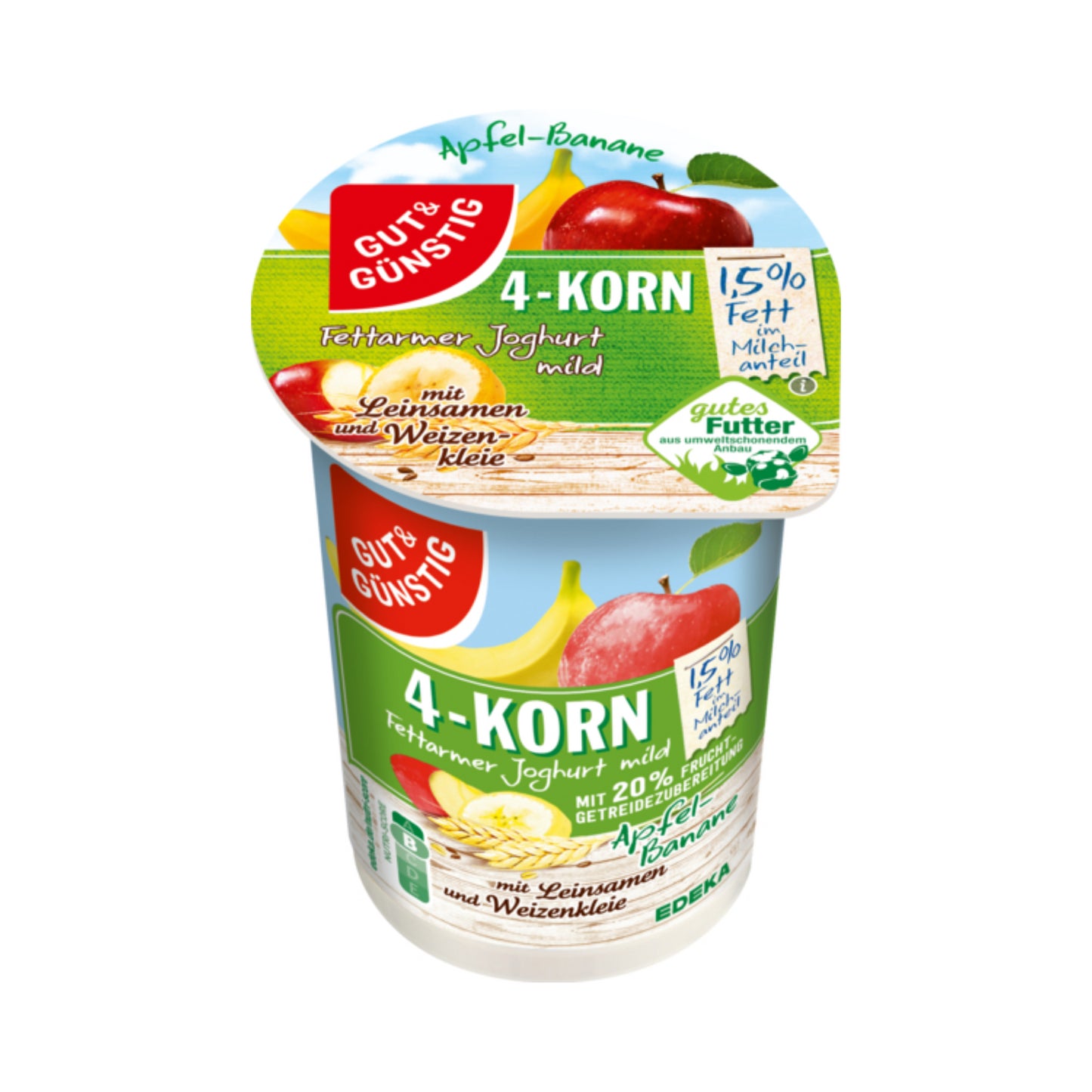 GUT&GÜNSTIG 4-Korn Fruchtjoghurt Apfel-Banane 1,5% 250g
