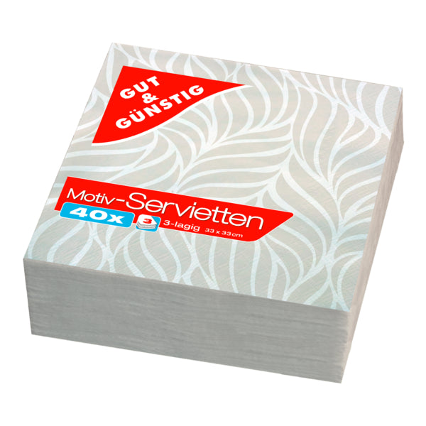 GUT&GÜNSTIG Servietten Wellen FSC 3-lagig 33x33cm 40ST