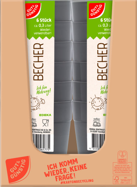 GUT&GÜNSTIG Becher Mehrweg 6ST