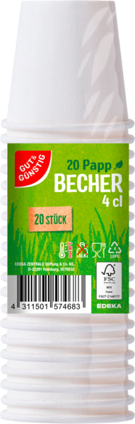 GUT&GÜNSTIG Pappbecher 4cl 20ST