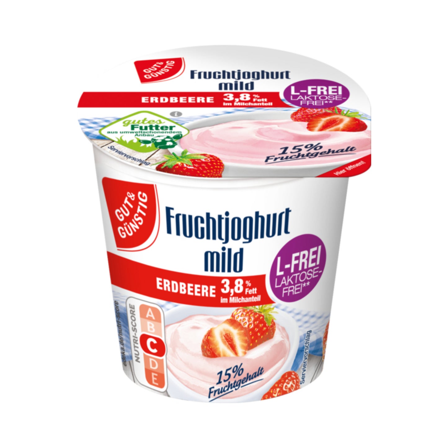 GUT&GÜNSTIG Fruchtjoghurt Erdbeer mild laktosefrei 3,8% 150g