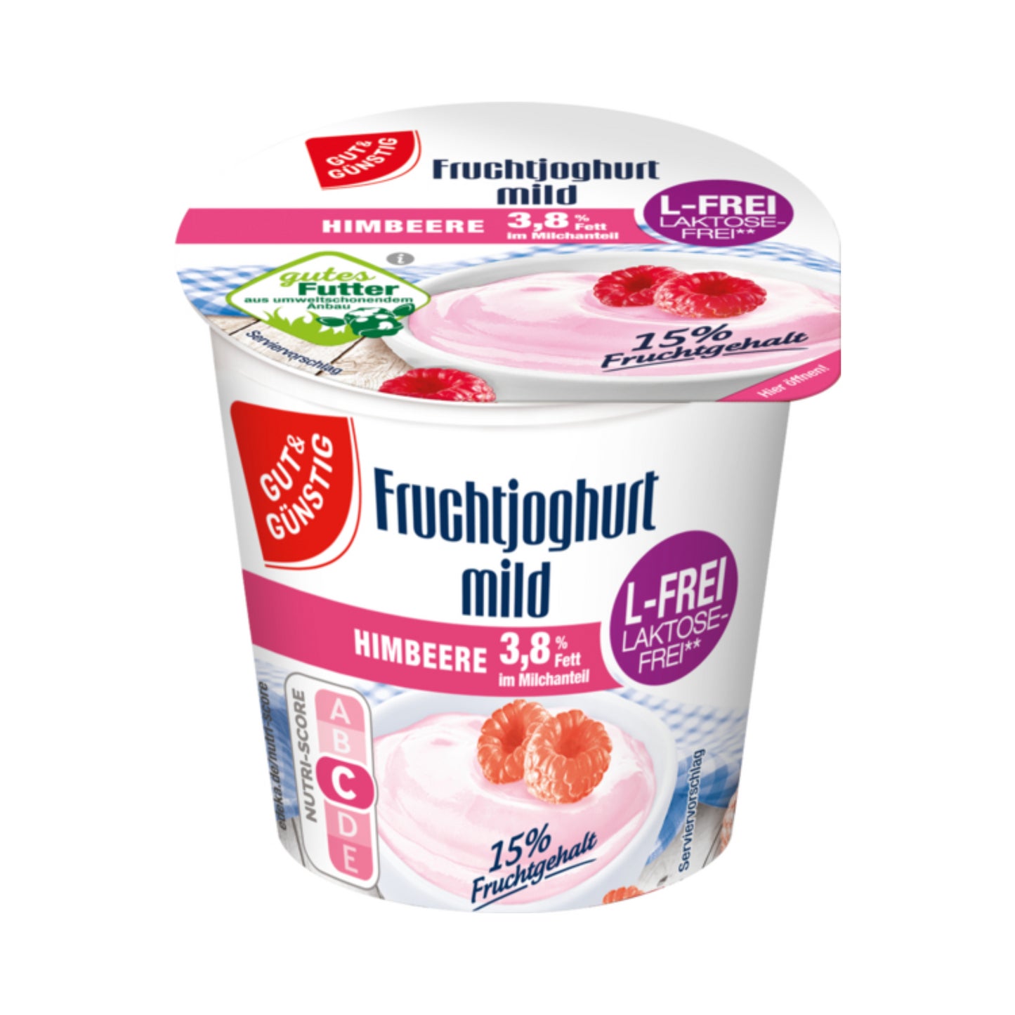GUT&GÜNSTIG Fruchtjoghurt Himbeer mild laktosefrei 3,8% 150g