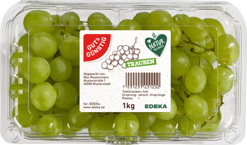 GUT&GÜNSTIG Tafeltrauben hell kernlos Spanien Klasse I 500g Klarsichtpackung