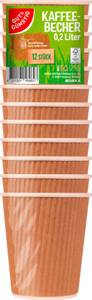 GUT&GÜNSTIG Kaffeebecher Pappe 12ST