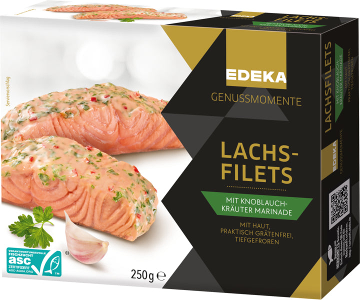 ASC EDEKA Genussmomente Lachsfilets in Kräuter Knoblauch Marinade 2x125g