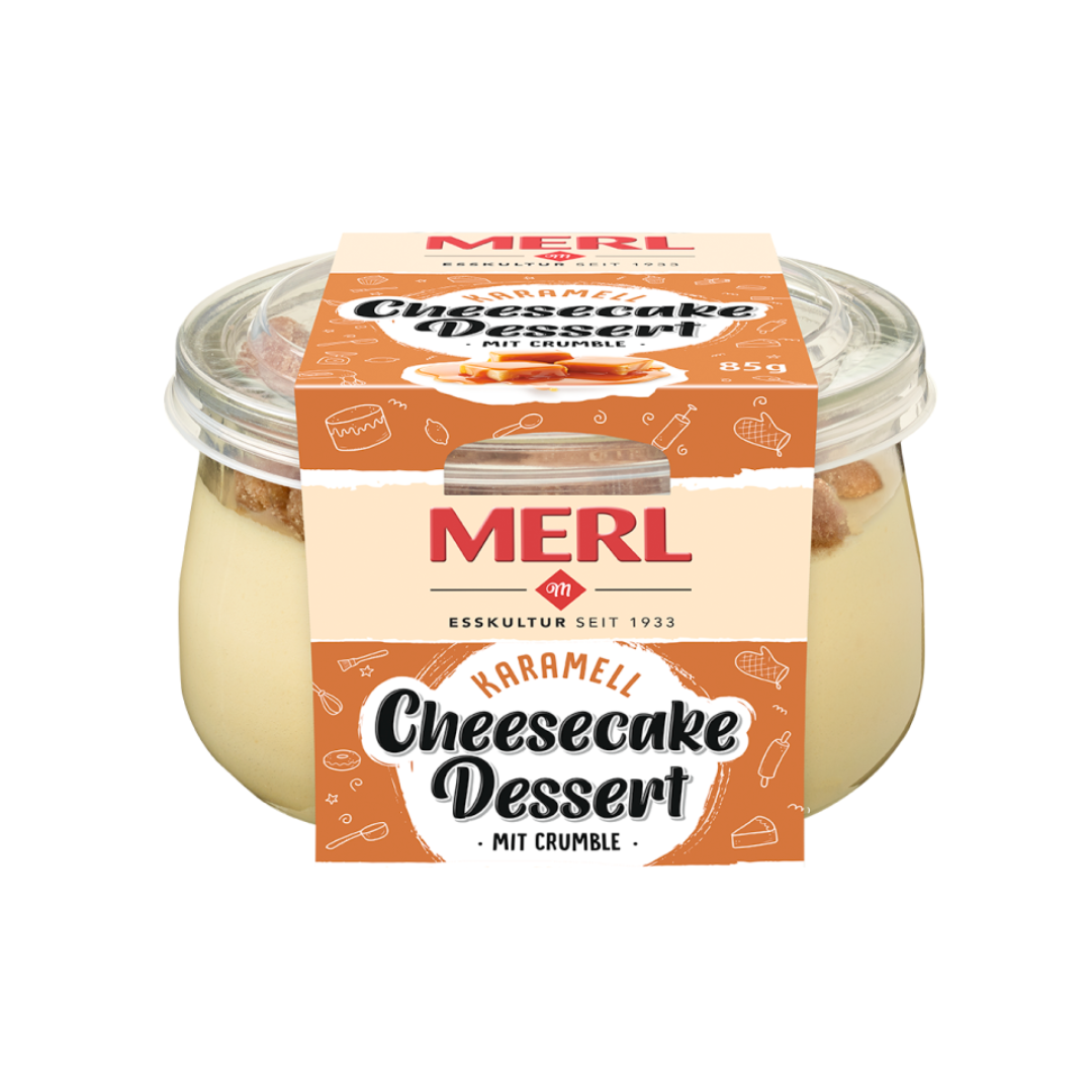 Merl Karamell Frischkäsecreme mit kakaohaltigen Butterstreuseln 85g
