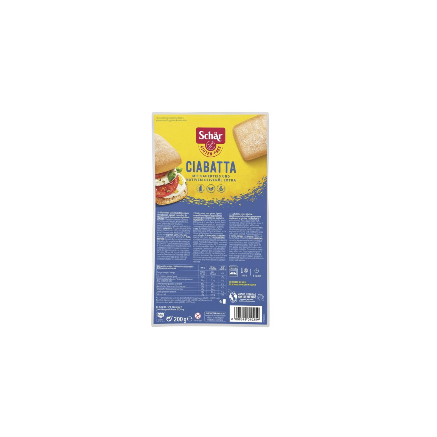 Schär Ciabatta mit Tomaten und Olivenöl XL 170g