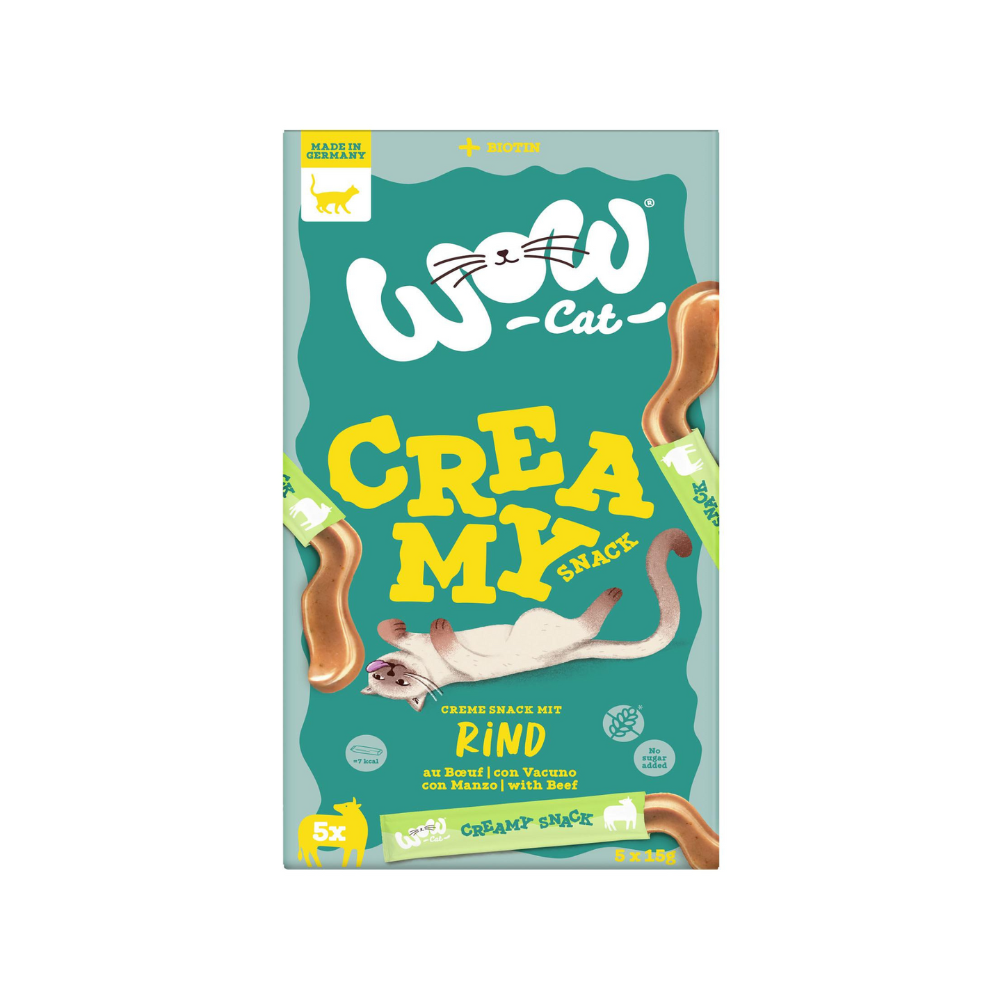 WOW Cat Creamies mit Rind 5ST 75g