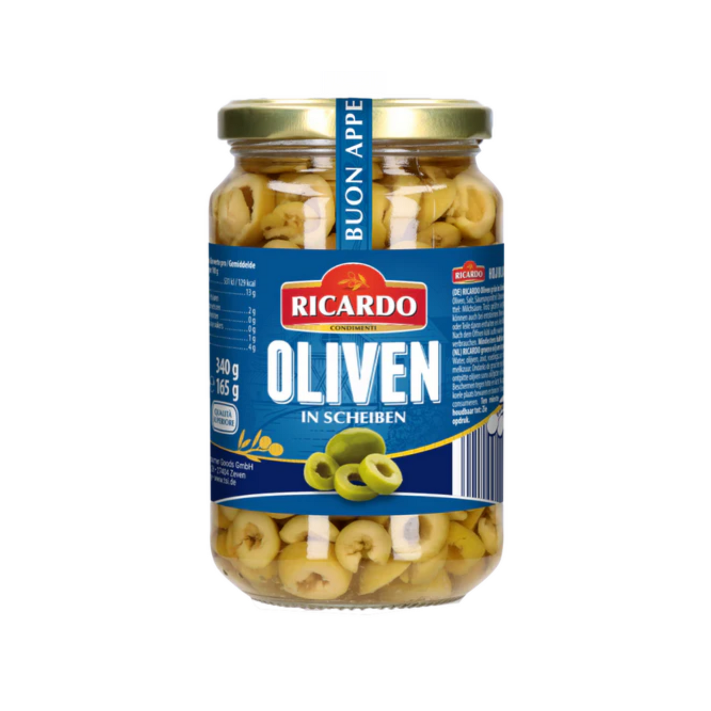 Ricardo Grüne Oliven mit Paprika 340g