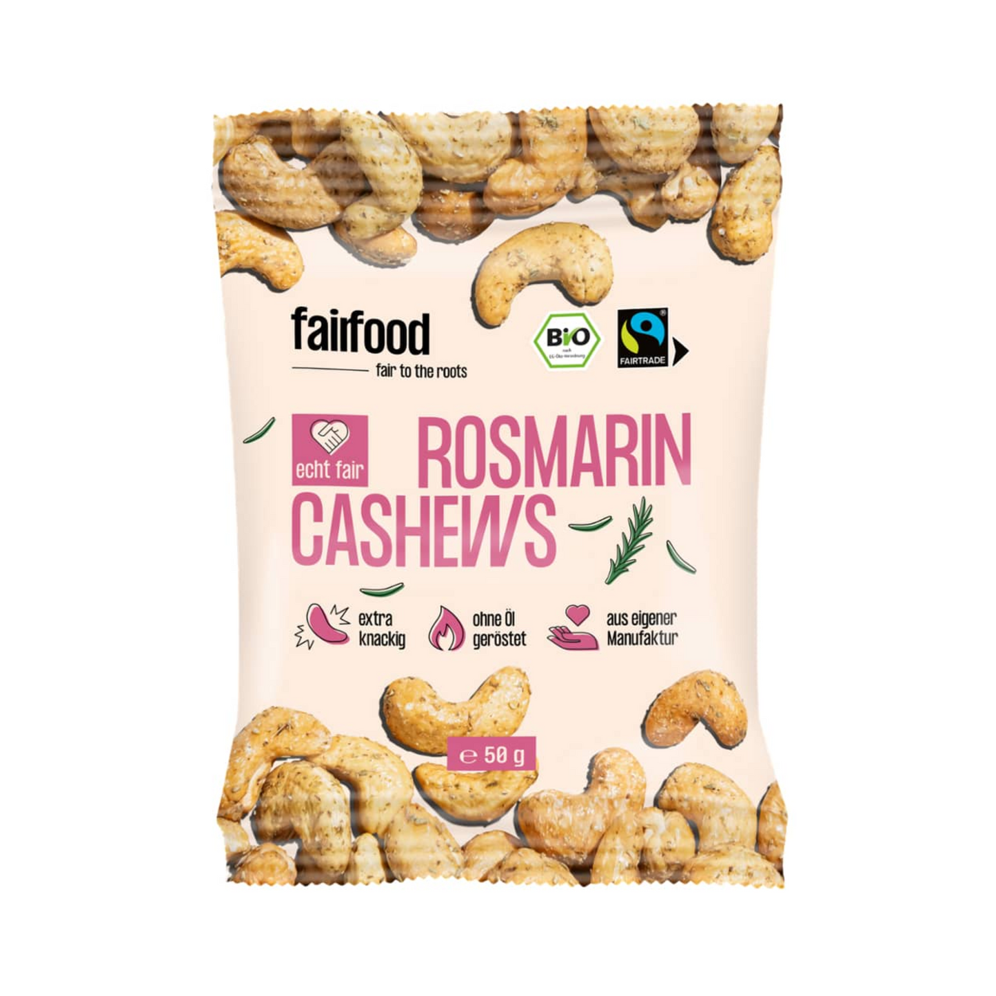 Bio Fairfood Freiburg Cashews mit Rosmarin geröstet 50g