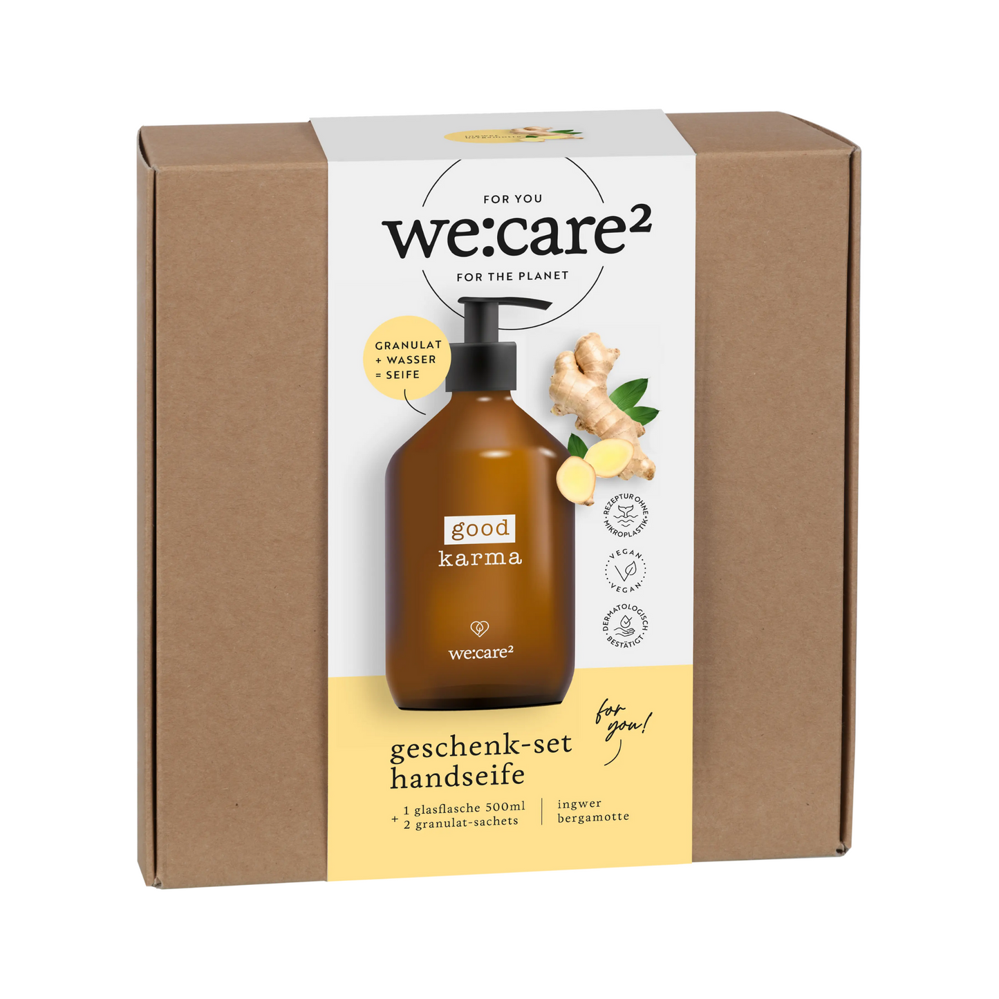 WeCare2 Geschenkset Handseife-Granulat good karma"