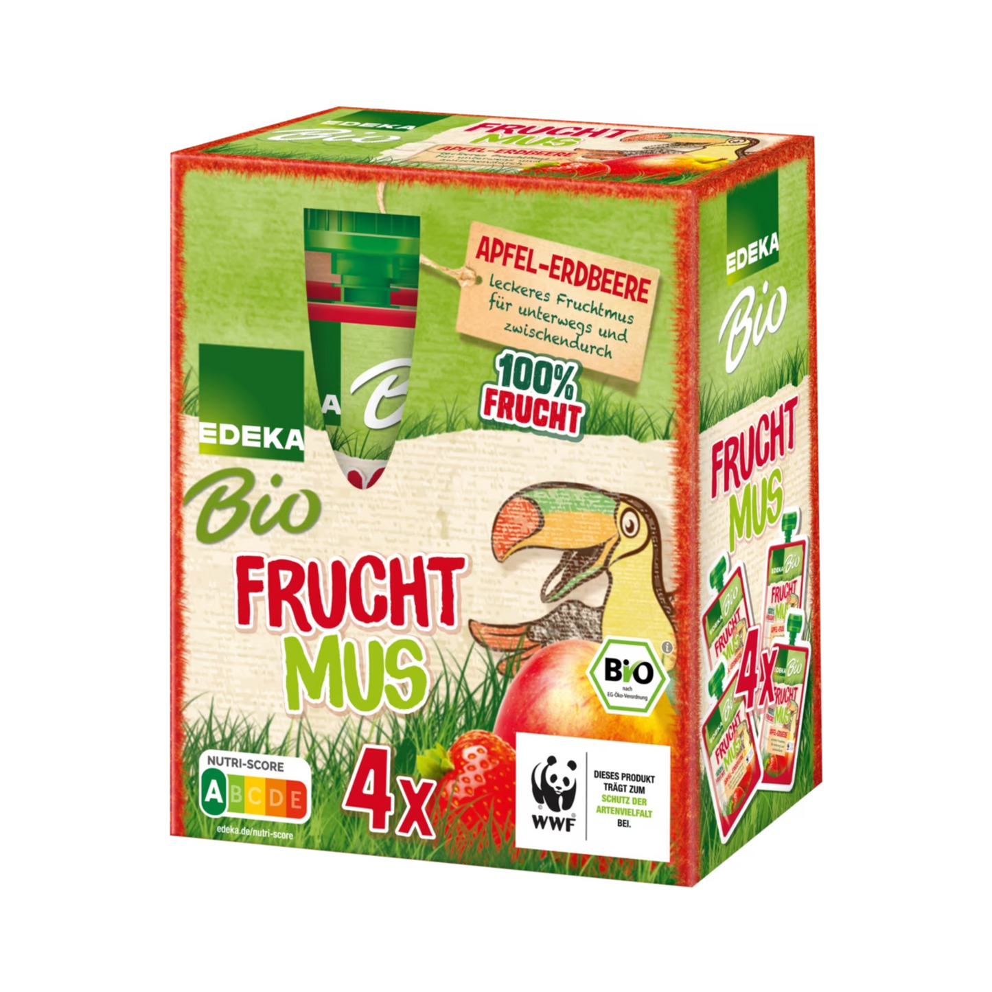 Bio EDEKA Fruchtmus Apfel-Erdbeere 4x100g