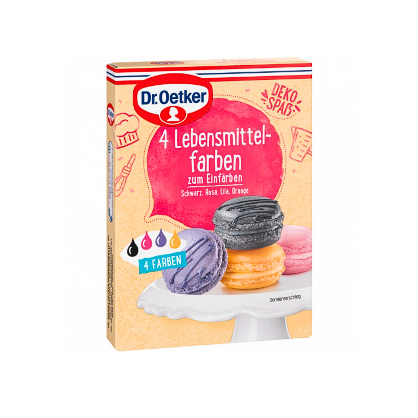 Dr.Oetker Lebensmittelfarben schwarz, rosa, lila, orange 4ST 80g