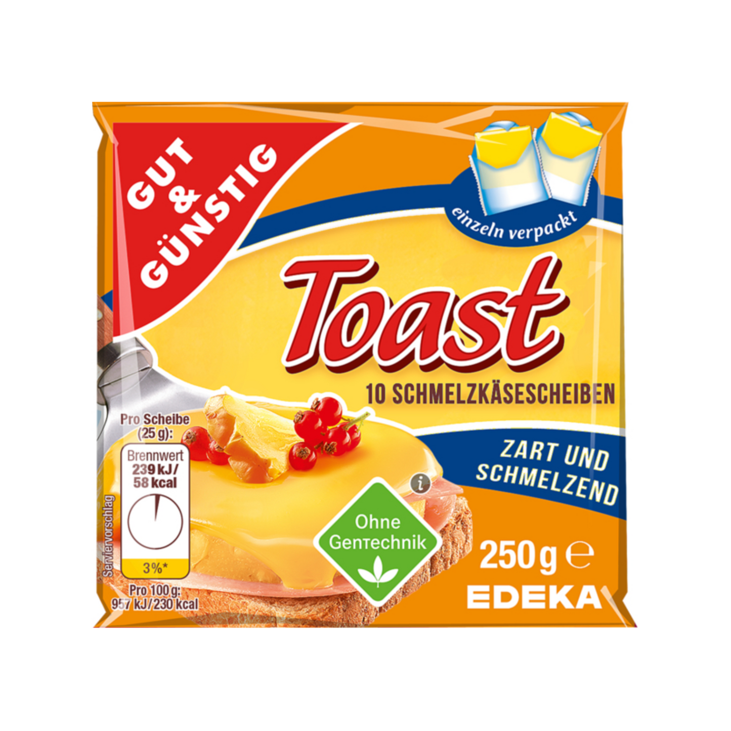 GUT&GÜNSTIG Schmelzkäsescheiben Toast 35% 250g VLOG