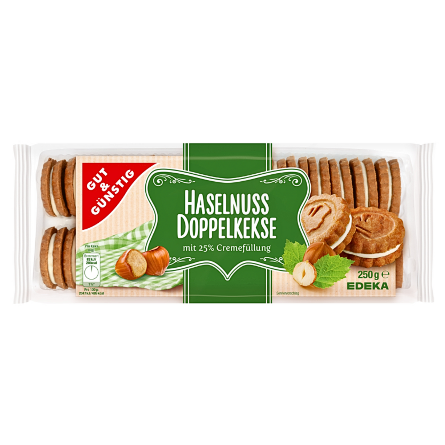 GUT&GÜNSTIG Doppelkeks Haselnuss 250g