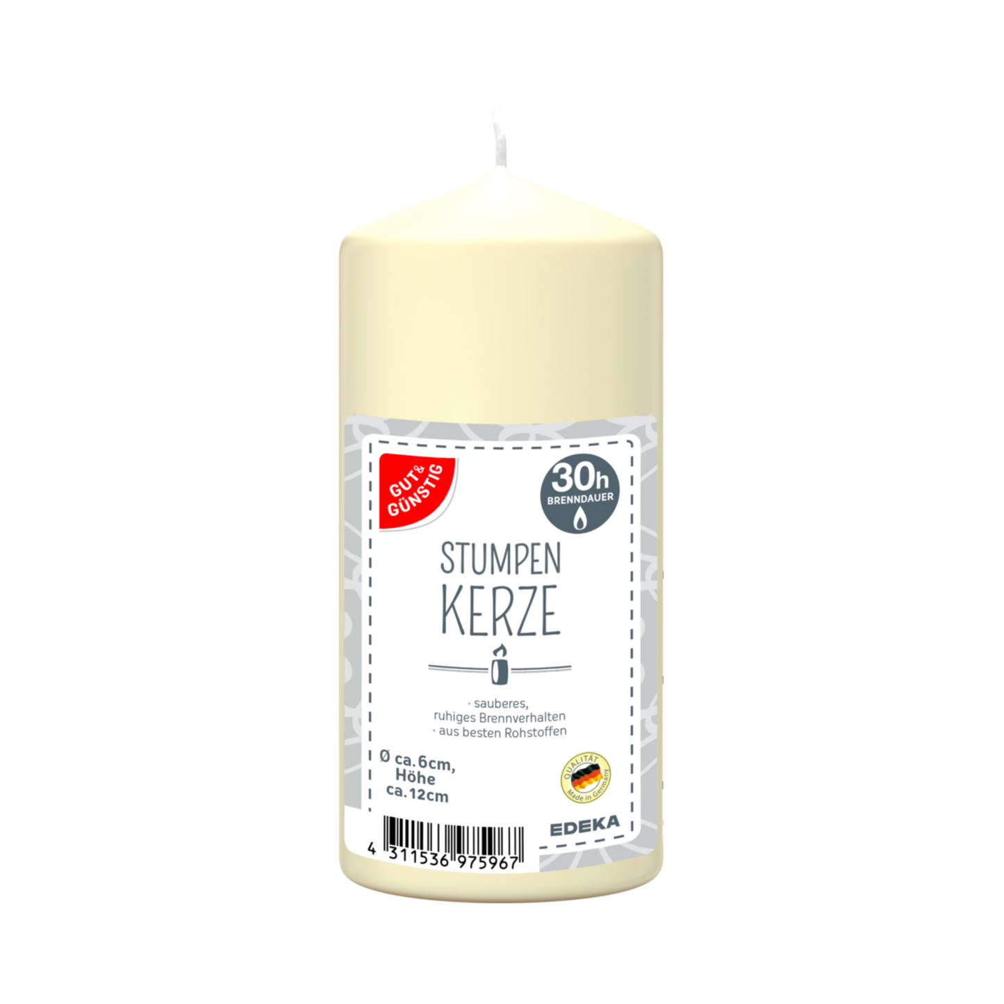 GUT&GÜNSTIG Stumpenkerze creme 120/60mm