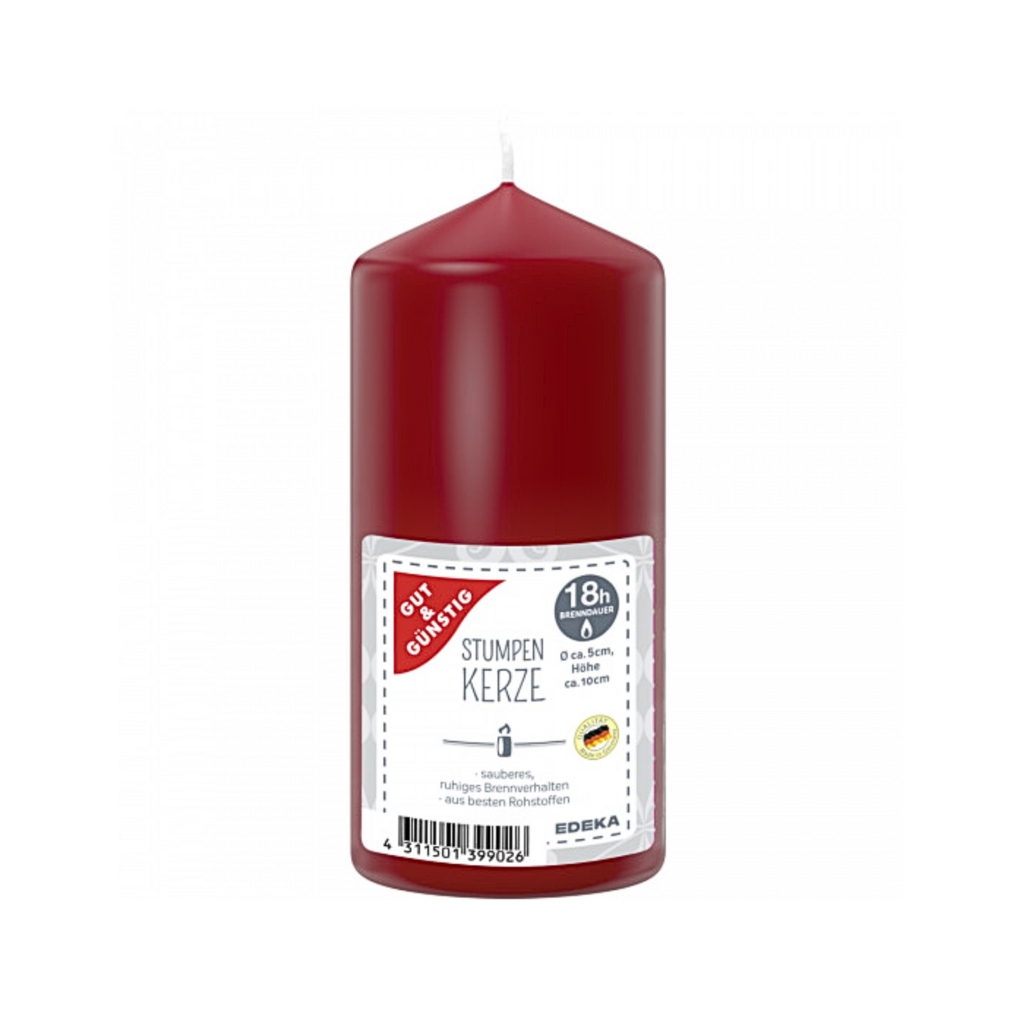 GUT&GÜNSTIG Stumpenkerze rot 100/50mm