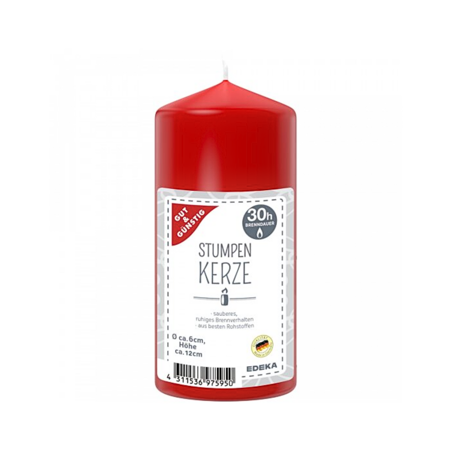 GUT&GÜNSTIG Stumpenkerze rot 120/60mm