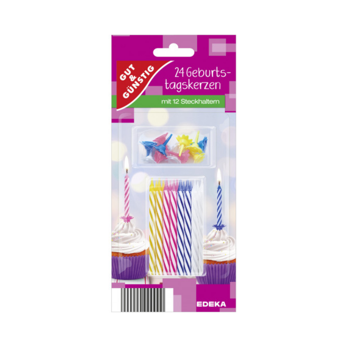 GUT&GÜNSTIG Geburtstagskerzen mit Haltern 24ST