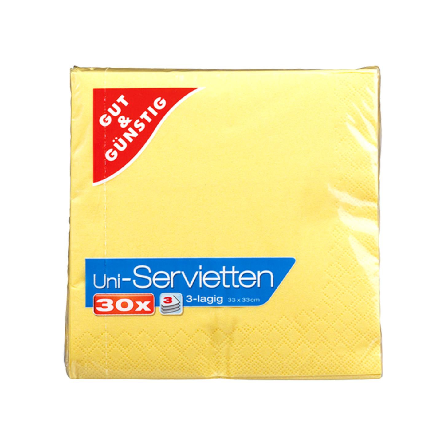 GUT&GÜNSTIG Servietten gelb 3-lagig 33x33cm 30ST