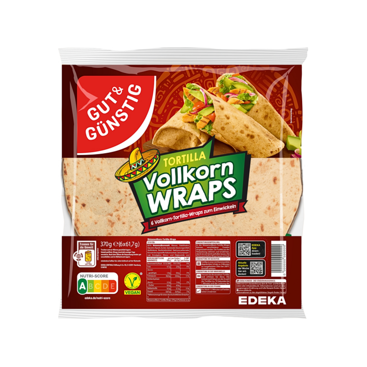 GUT&GÜNSTIG Tortilla Vollkorn Wraps 370g