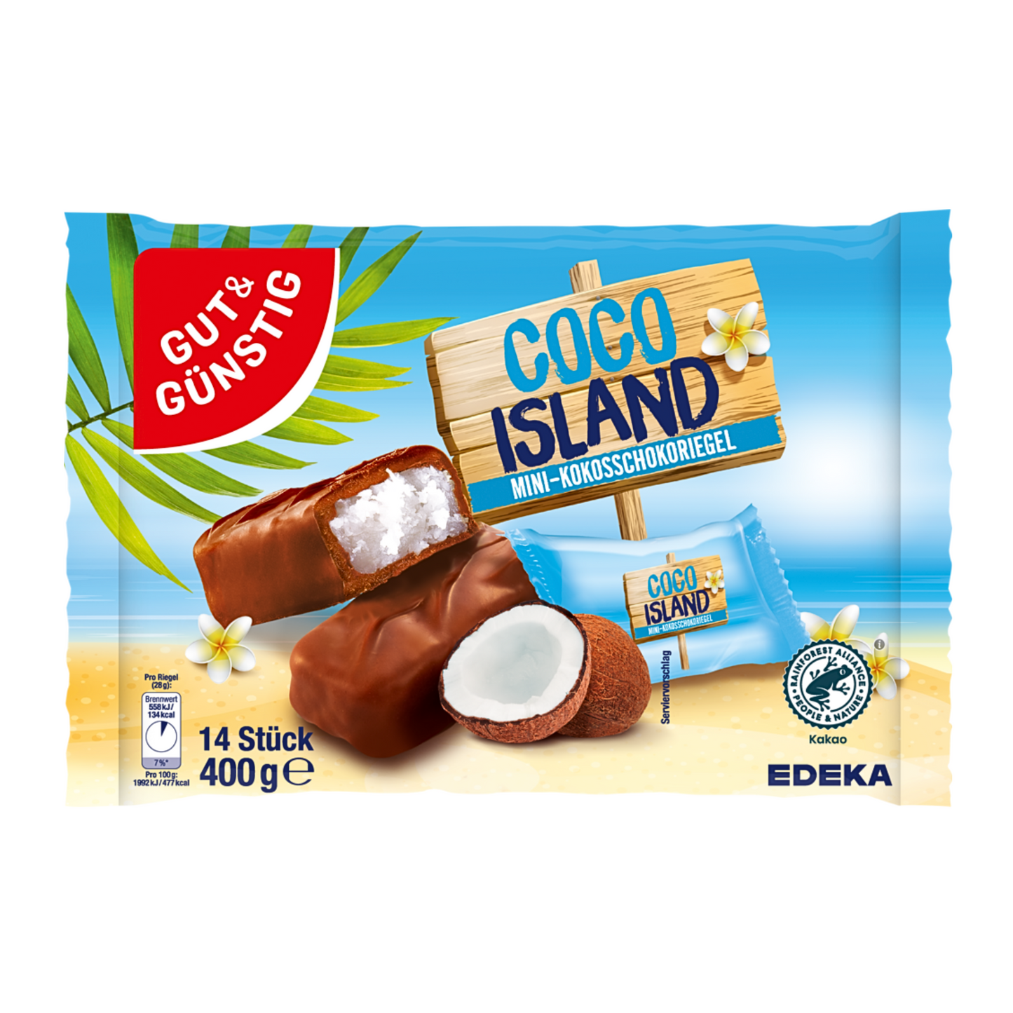 GUT&GÜNSTIG Schokoriegel Kokosnuss 400g