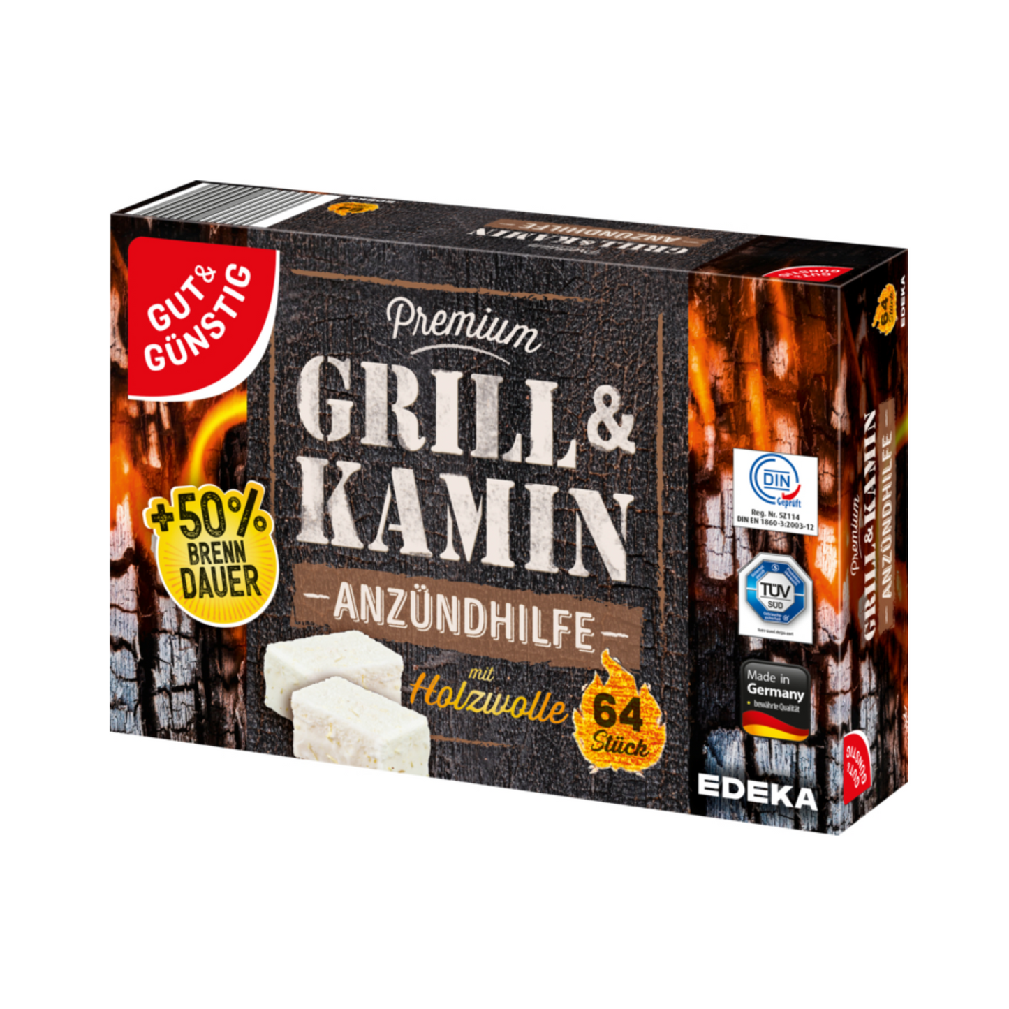 GUT&GÜNSTIG Anzünder Paraffin/Holzfasern 64ST