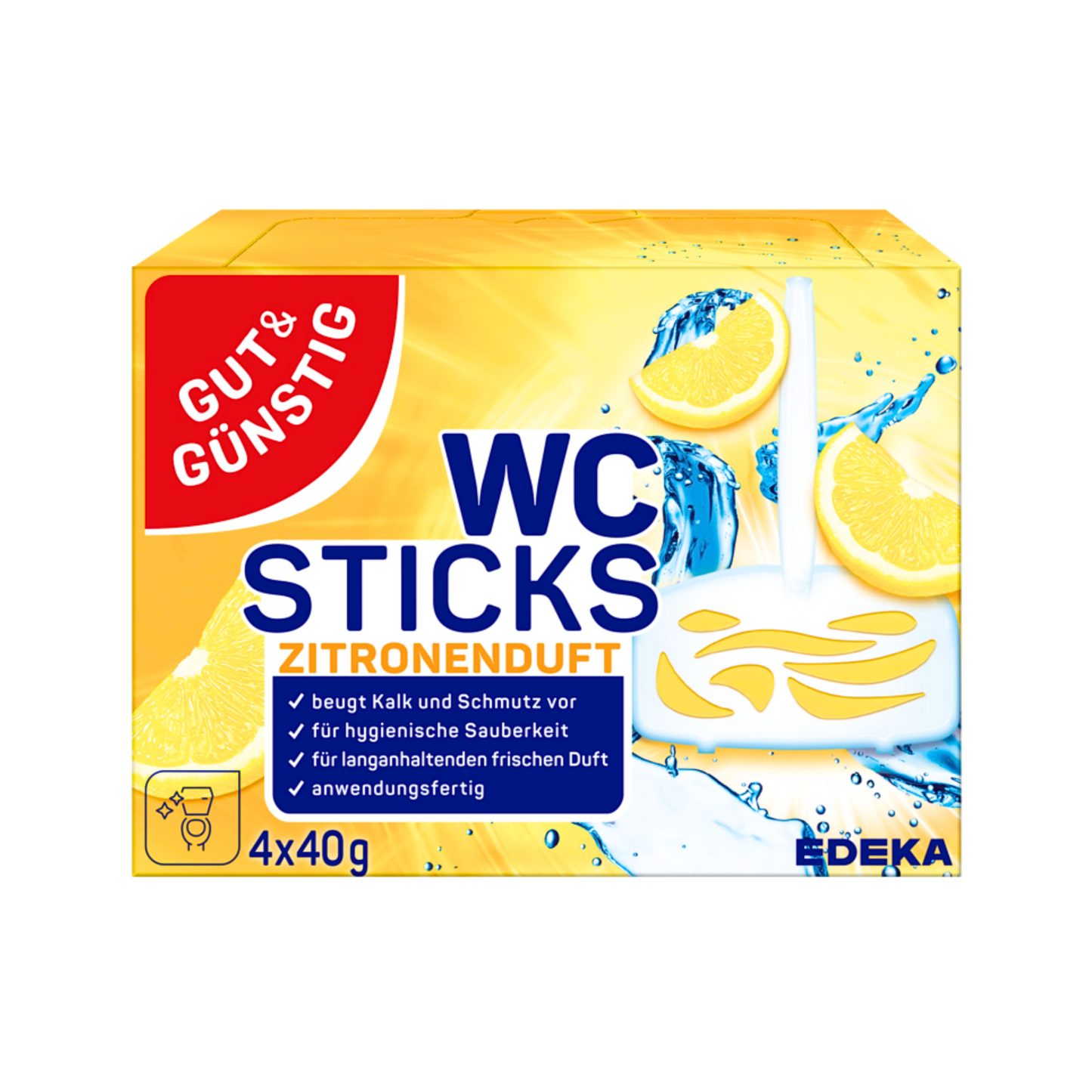GUT&GÜNSTIG WC Duftstick Lemon 4x40g