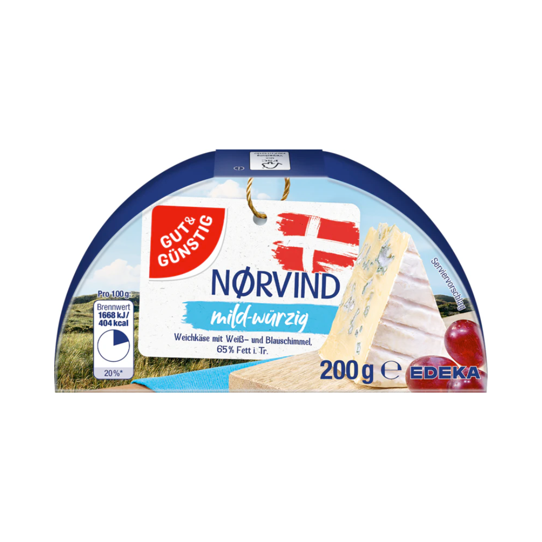 GUT&GÜNSTIG Nørvind Weichkäse mit Weiß-und Blauschimmel 65% 200g