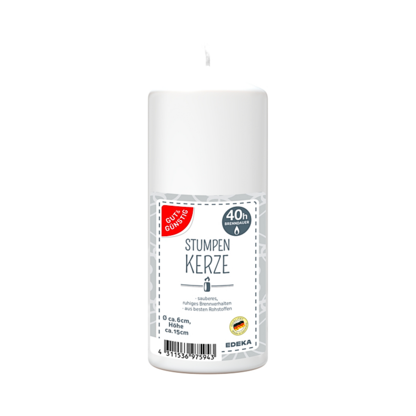 GUT&GÜNSTIG Stumpenkerze weiß 150/60mm